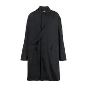 Random Identities Navy Raincoat with Strap Black, Herr