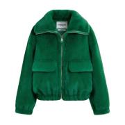 Essentiel Antwerp Oversized Faux Fur Jacka Green, Dam