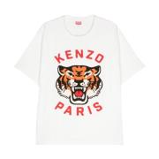 Kenzo Lucky Tiger Broderade T-shirts och Polos White, Herr