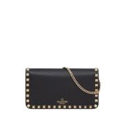 Valentino Garavani Svart Studded Chain Wallet Väska Black, Dam