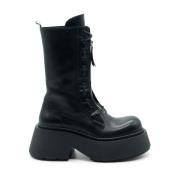 Vic Matié Stripy Ankelboot i Svart/Army Stil Black, Dam