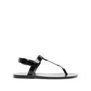 Saint Laurent Svarta Lädersandaler Black, Herr