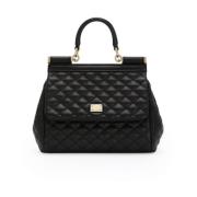 Dolce & Gabbana Svart Diamond-Quiltad Axelväska Black, Dam