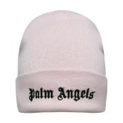 Palm Angels Rosa ullmössa med kontrastlogga brodyr Pink, Dam