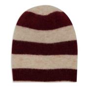 Gallo Burgundy Alpacka Ull Beanie Två-Ton Stripes Multicolor, Dam