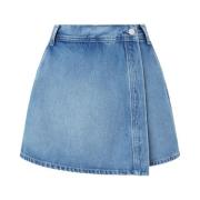 Pepe Jeans Blå Bomullsknapp Shorts Blue, Dam