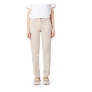 Blauer Beige Bomull Dragkedja Byxor Kvinnor Beige, Dam