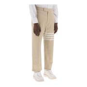 Thom Browne 4-Bar Bomull Twill Cropped Byxor Beige, Herr