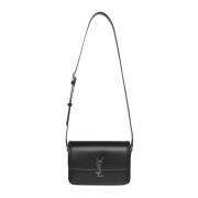 Saint Laurent Svart Monogram Logo Läder Messenger Väska Black, Herr