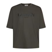 Lanvin Brun Bomull T-shirt med Broderat Logotyp Gray, Herr