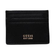 Guess Svarta Plånböcker med Metalllogotyp Black, Herr