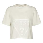 Guess Adele Crop T-shirt Beige, Dam