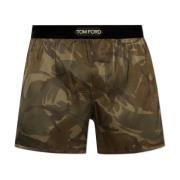 Tom Ford Satinboxershorts med logotyp Green, Herr