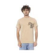 Cavalli Class Beige Bomull Logo Print T-shirt Beige, Herr