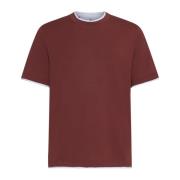 Brunello Cucinelli Korallröd Crew Neck T-shirt Red, Herr