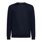 Ermenegildo Zegna Navy Blue Ull Crew Neck Sweater Blue, Herr