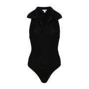 Alaïa Svart Ärmlös Polo Bodysuit Black, Dam