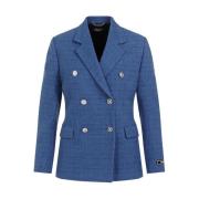 Versace Blå Tweed Blazer Jacka Kvinnor Blue, Dam