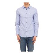 Armani Exchange Blå Casual-Elegant Skjorta med Mikro Polka Dots Blue, ...