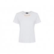 Elisabetta Franchi Guld Charm Jersey Bomull T-shirt White, Dam