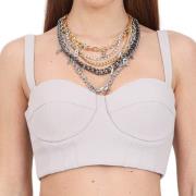 Elisabetta Franchi Pärlgrå Bustier Top med Halsband White, Dam