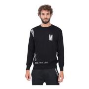 Moschino Svart Crewneck Tröja med Logo Inlay Black, Herr