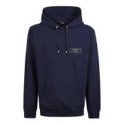 Balmain Label Hoodie Sweatshirt Blue, Herr