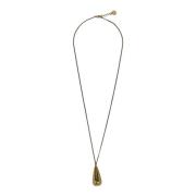 Alexander McQueen Guld Tear-Drop Hänge Halsband Gray, Dam