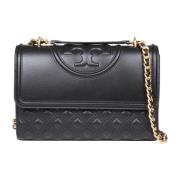 Tory Burch Svart Läder Axelväska med Avtagbar Tassel Black, Dam