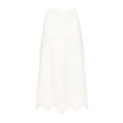 Ulla Johnson Midi Kjol med Fransar White, Dam