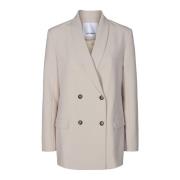 Co'Couture Oversize Blazer med Enkel Krage Beige, Dam