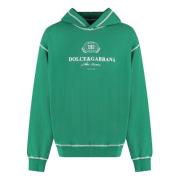 Dolce & Gabbana Bomullshoodie med ribbade kanter Green, Herr