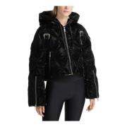 Versace Jeans Couture Huva Dragkedja Enfärgad Dunjacka Black, Dam