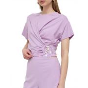 Patrizia Pepe Glam T-shirt med Fly Strass Purple, Dam