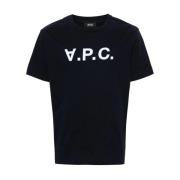 A.p.c. Logo Flocked VPC T-Shirt Blue, Dam