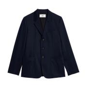 Ami Paris Bomull Enkelknäppt Blazer Blue, Herr