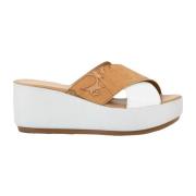 Alviero Martini 1a Classe Dam Korsrem Sandal i Kräm Multicolor, Dam