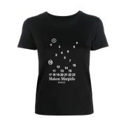 Maison Margiela Numeriskt Logotyp Svart T-shirts och Polos Black, Dam