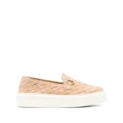 Henderson Tina Flätade Mocka Loafers Beige, Dam