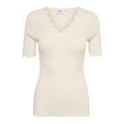 Saint Tropez Feminin Mayasz T-Shirt Top - Ice White, Dam