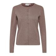 Saint Tropez Enkel Cardigan med Knappstängning Brown, Dam