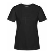 Bruuns Bazaar Svart Kvinnor Tee Top med Smart Motiv Black, Dam