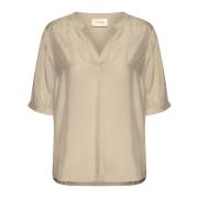 Cream Sød Bluse V-Neck Silhouette Overland Trek Beige, Dam