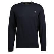 Gant Tidlös Cotton C-Neck Sweatshirt Black, Herr