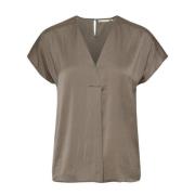 InWear Sandy Grey V-Hals Blus Gray, Dam