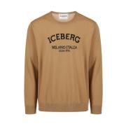 Iceberg Karamell Crew-neck Sweater med Logo Beige, Herr