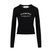 Iceberg Logo Crew-neck Ulltröja Black, Dam