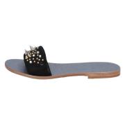 Eddy Daniele Suede Dam Sandaler Stilfull Kollektion Black, Dam