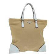 Prada Vintage Pre-owned Canvas handvskor Beige, Dam