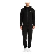 Emporio Armani EA7 Enfärgad Tracksuit med Huva och Fickor Black, Herr